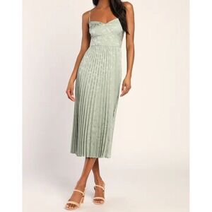 Lulus Regal Romance Sage Green Floral Jacquard Midi Dress size XL NWT